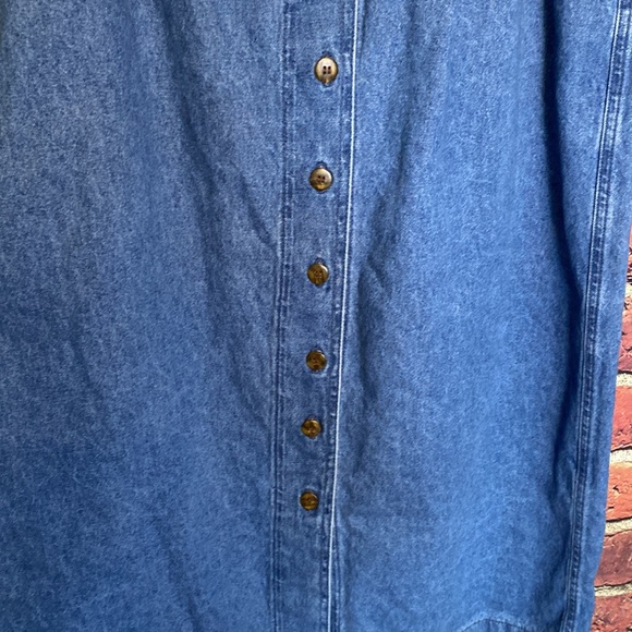 Vintage Tanjay A-Line Button Up Midi Flowy Jean Denim Skirt with Pockets Size L - Picture 6 of 11